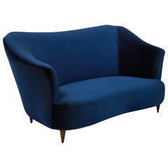 Sculptural Sofa by ISA in Blue Velvet