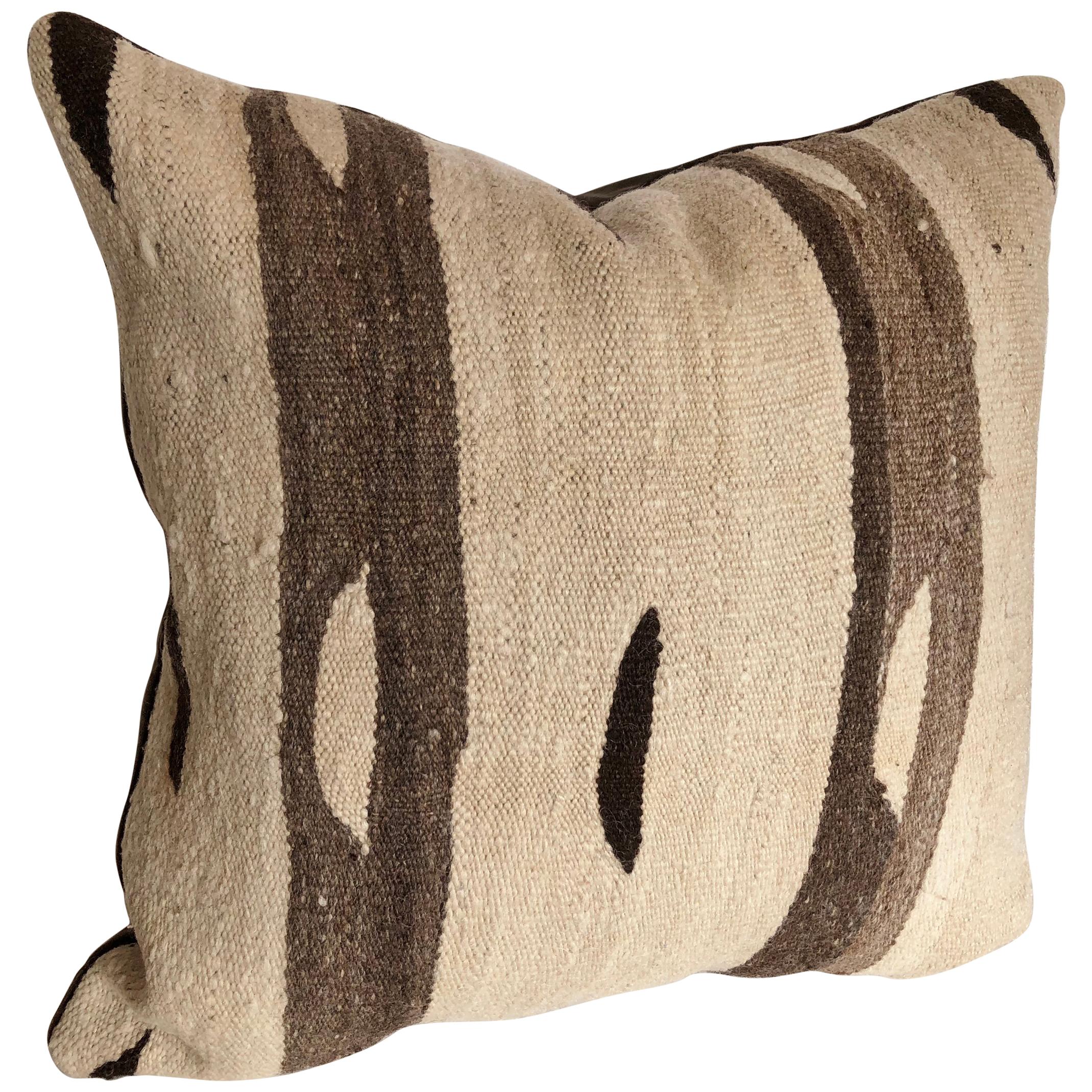 Custom Pillow designed by Maison Suzanne, cut from a  Wool Moroccan Ourika Rug For Sale