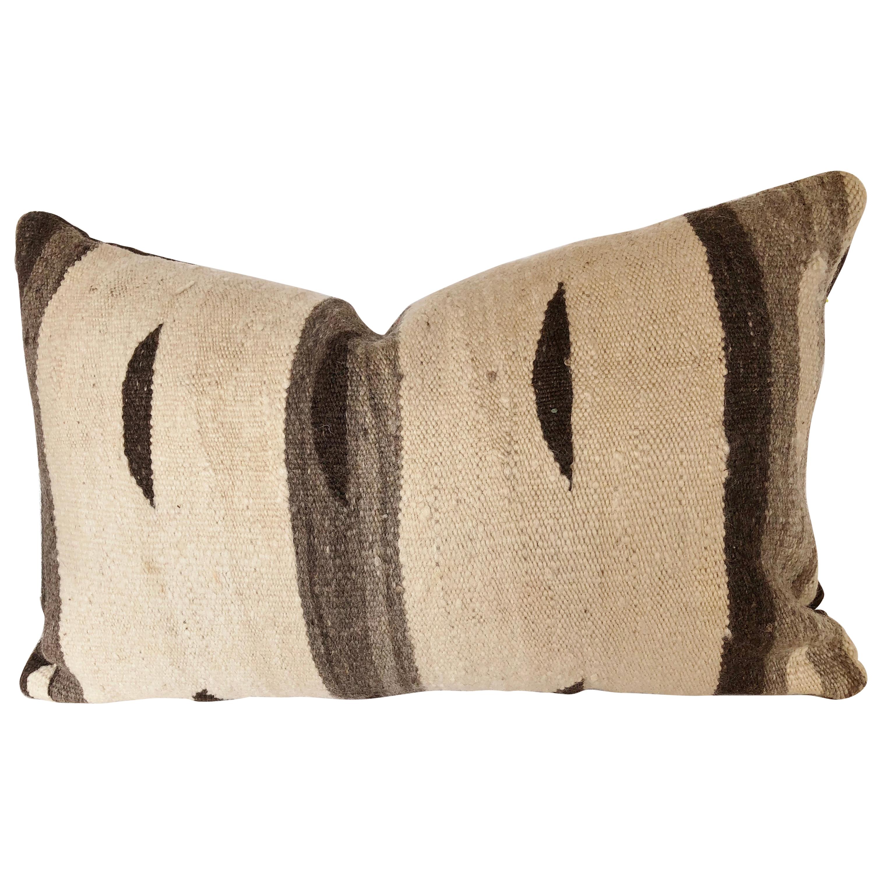 Custom Pillow by Maison Suzanne, Cut from a Moroccan Vintage Wool Ourika Rug For Sale