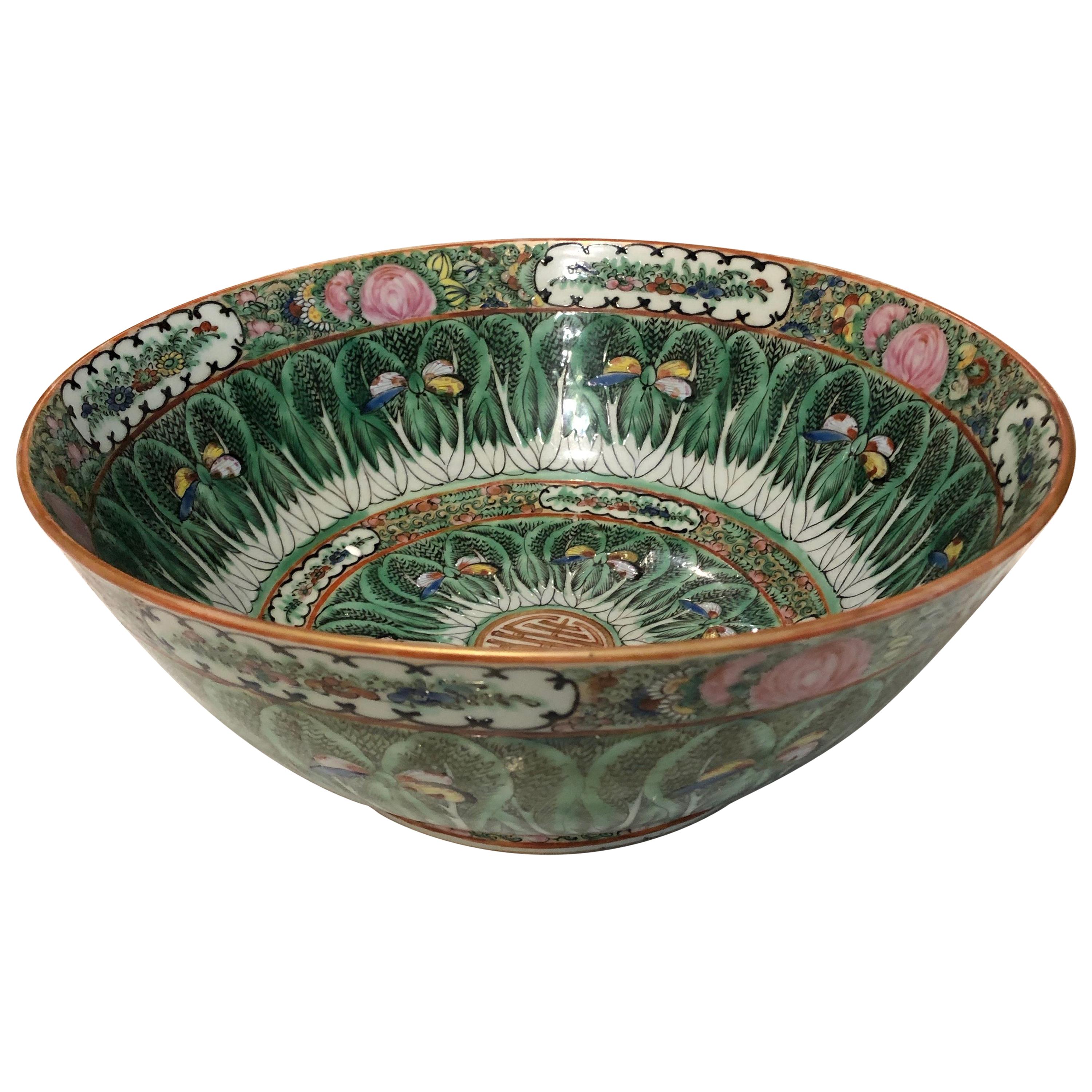 Famille Rose Cabbage Leaf and Butterfly Bowl