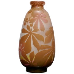 Monumental Emile Galle Four-Color Botanicals Vase, circa 1905