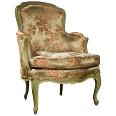 Hollywood Regency Style French Louis XVI Style Bergère Chair in Jansen Manner