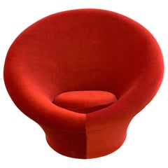 Red Velvet Artifort Big Mushroom Lounge Chair by Pierre Paulin