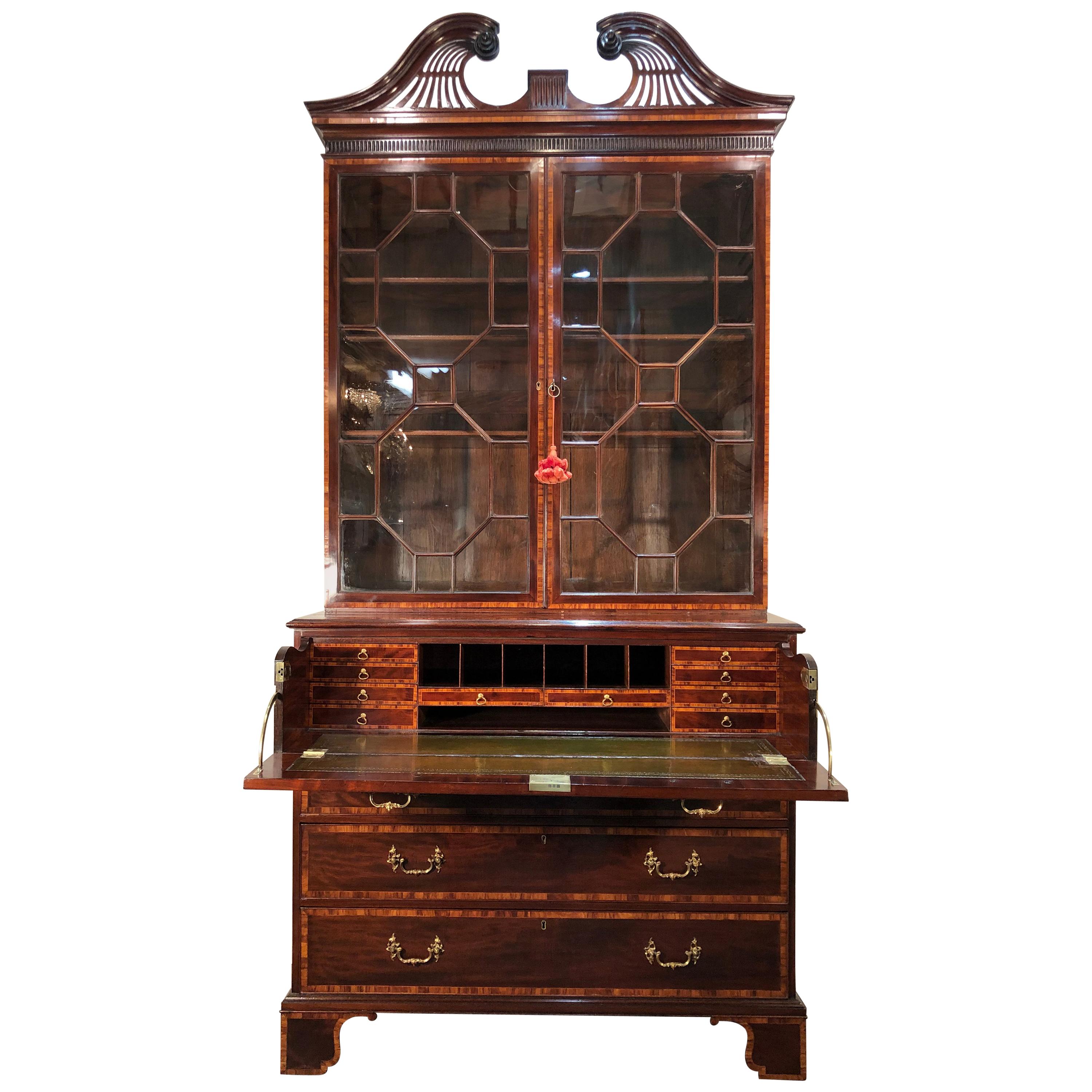 George III Mahogany Secretary, 18th Century, in the Manner of Henry Kettle