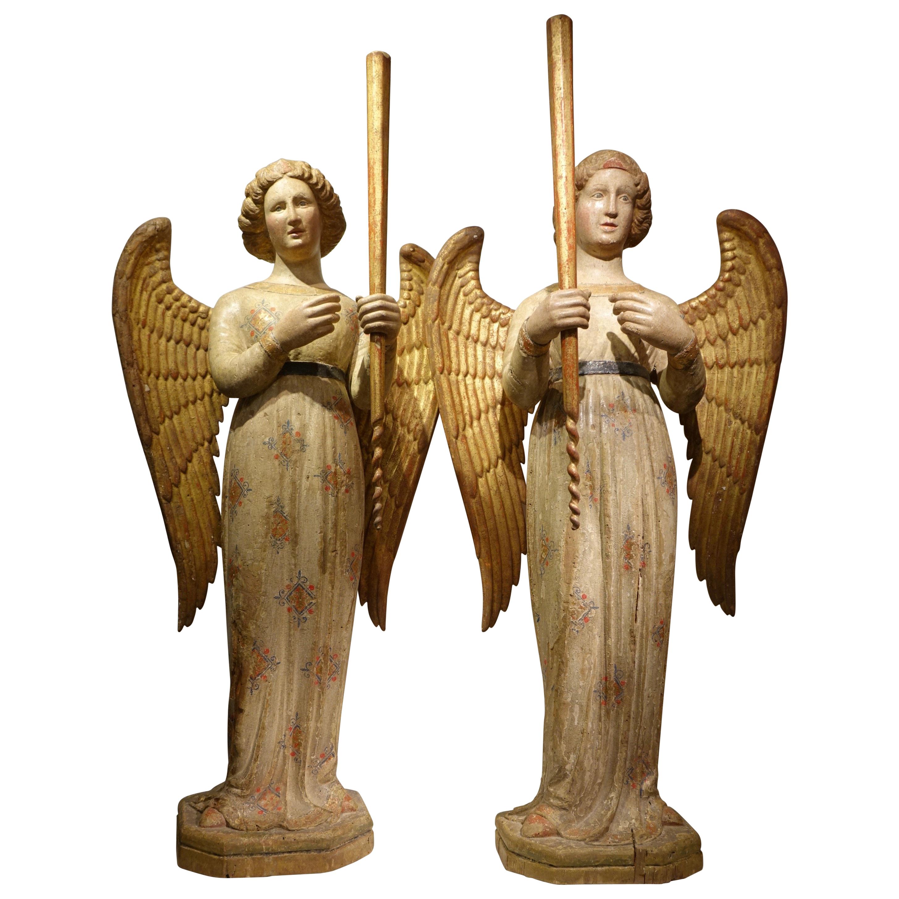 Rare Pair of 14th Century Angels, Siena, Italy For Sale