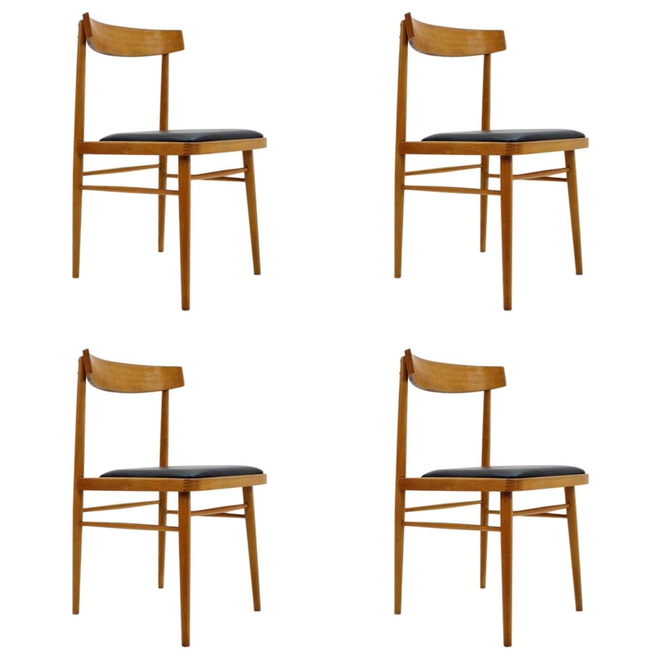Set of Four Scandinavian Style Midcentury Dining Chairs, 1970s