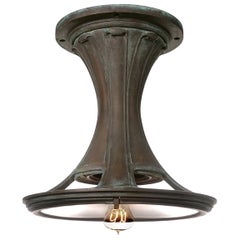 Striking Bronze Art Nouveau Railroad Ceiling Lamp