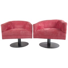 Vintage Pair of Contemporary Modern Swivel Lounge Chairs