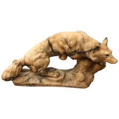 Gorgeous Carved Marble Sculpture of a Wily Fox