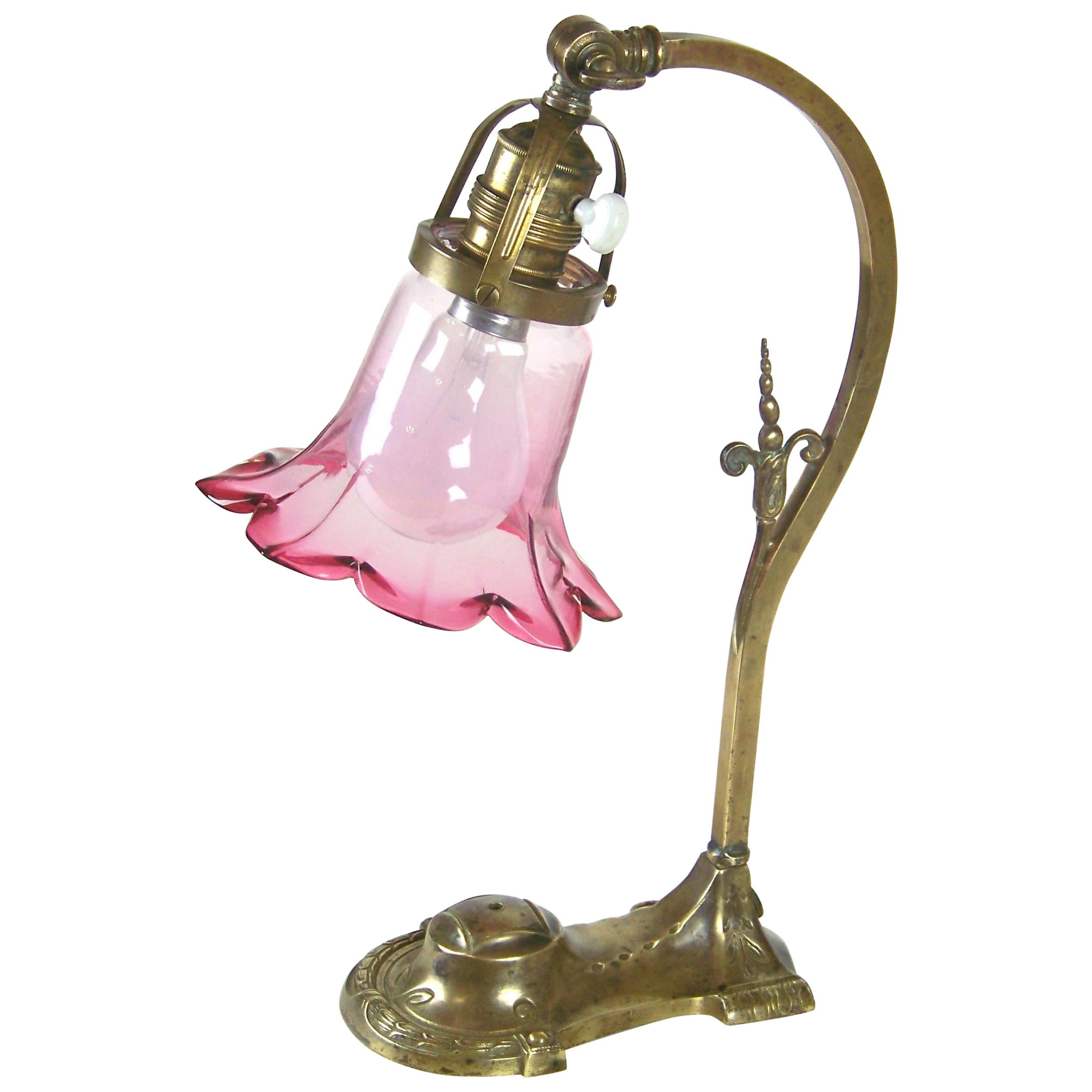 Art Nouveau Brass Table Lamp, circa 1900