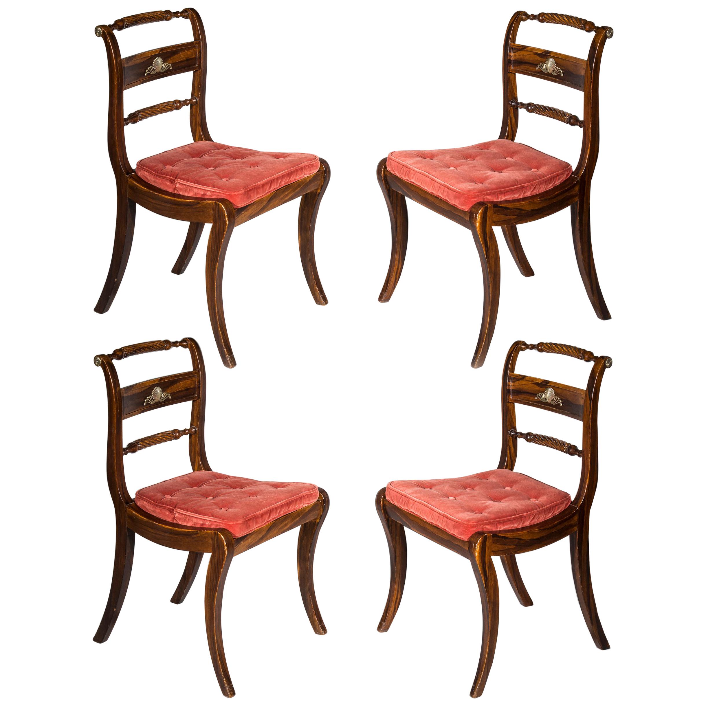 Set of Four Regency Painted Klismos Dining Chairs