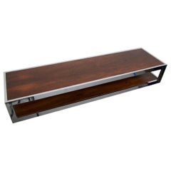 Vintage Milo Baughman Rosewood and Chrome Floating Wall Mounted Shelf