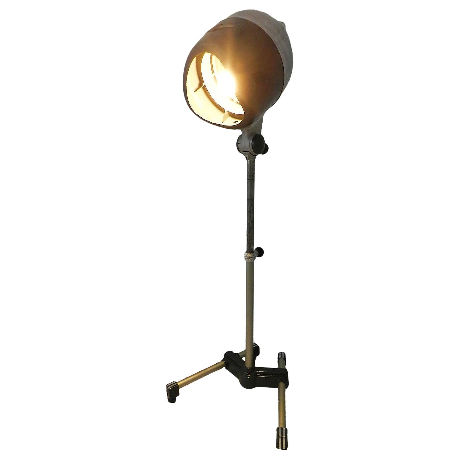 Floor Lamp Midcentury Converted 1950 Hair Dryer French Industrial One of a Kind For Sale