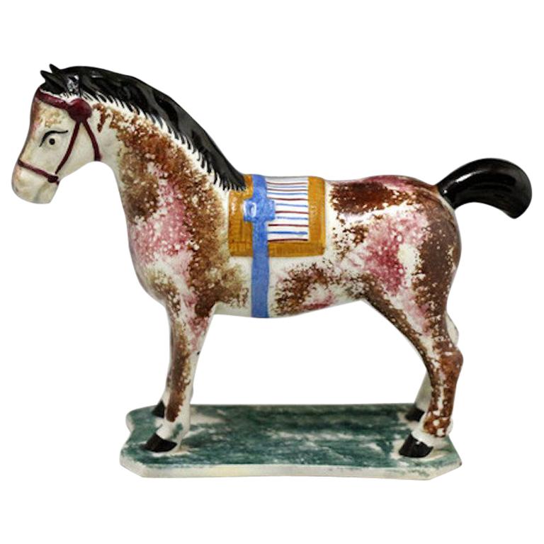 Antique English Pottery Pearlware Figure of a Horse For Sale