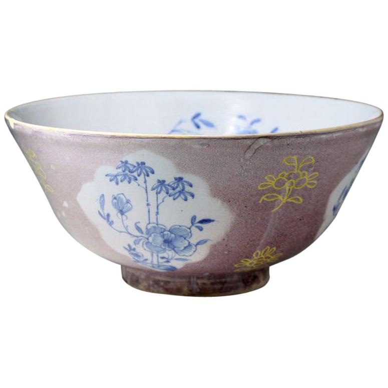 Large Scale London Delft Bowl, 1750 For Sale