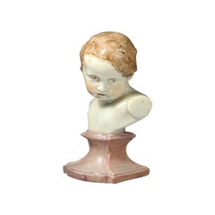 Staffordshire Pearlware Bust of a Putto on a Socle Base, Early 19th Century