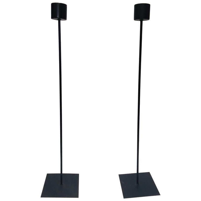 Set Of Two Large Contemporary Minimalist Black Metal Floor