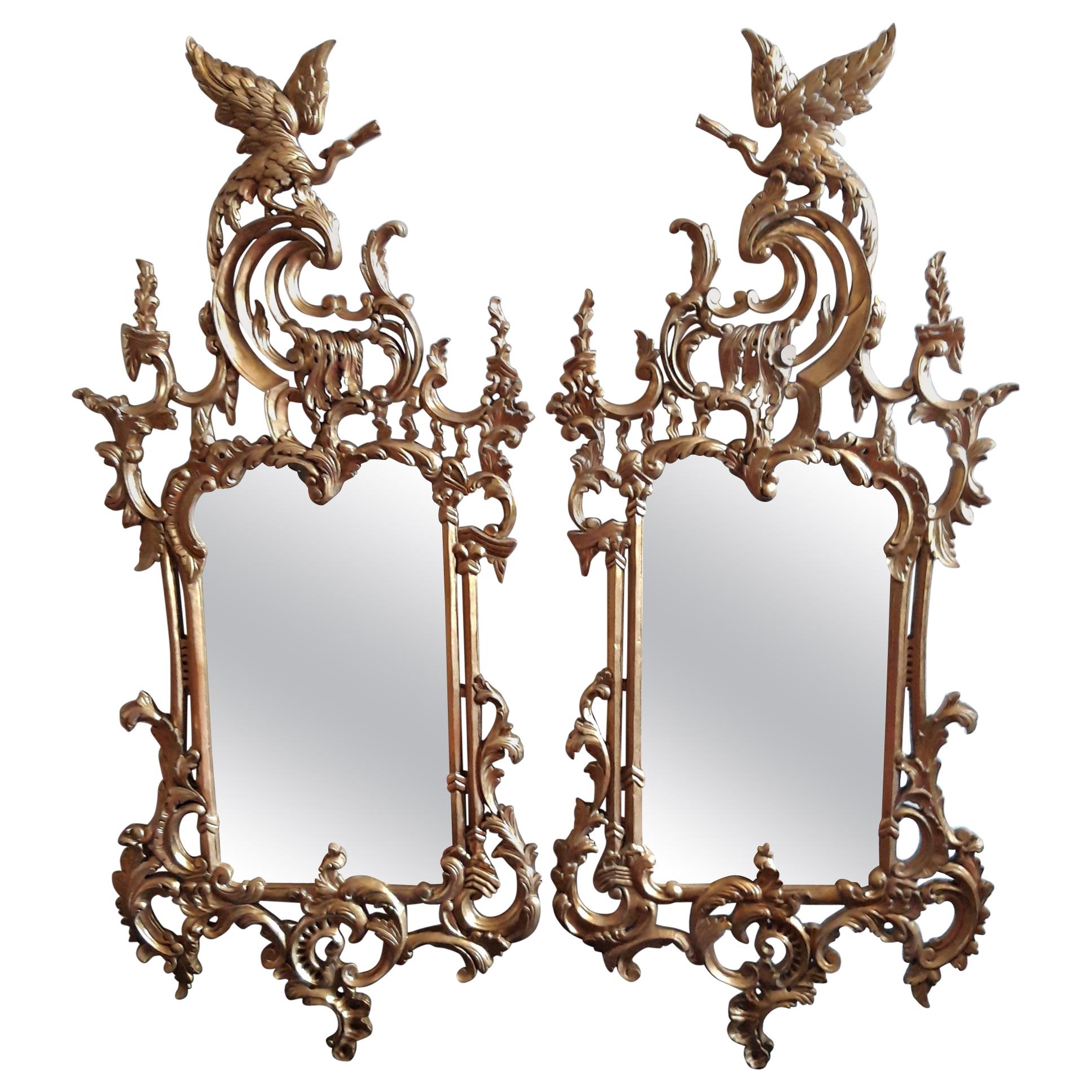 Pair of Giltwood Mirrors in Rococo Style