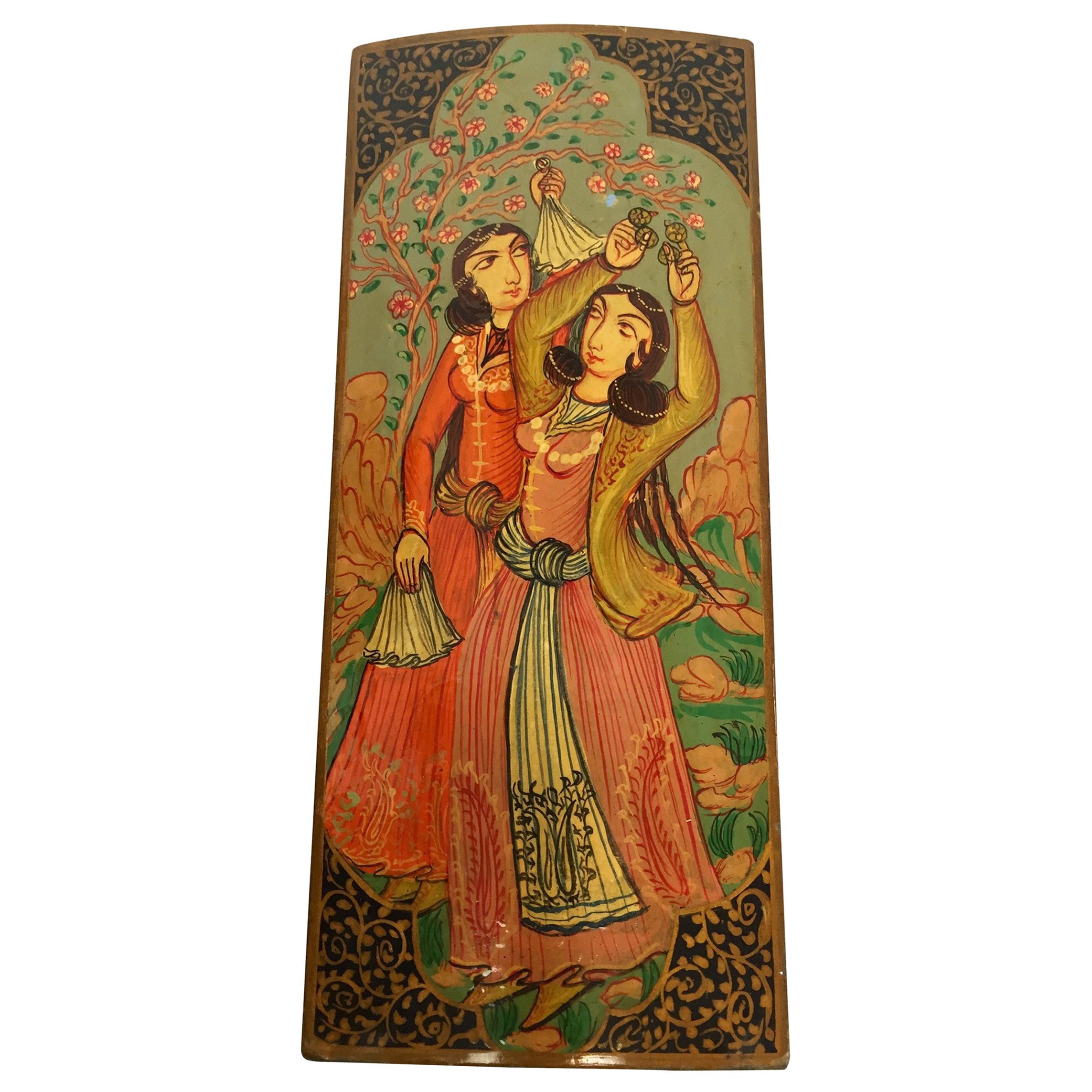 Lacquer Pen Box Hand Painted with Harem Girls Playing and Dancing