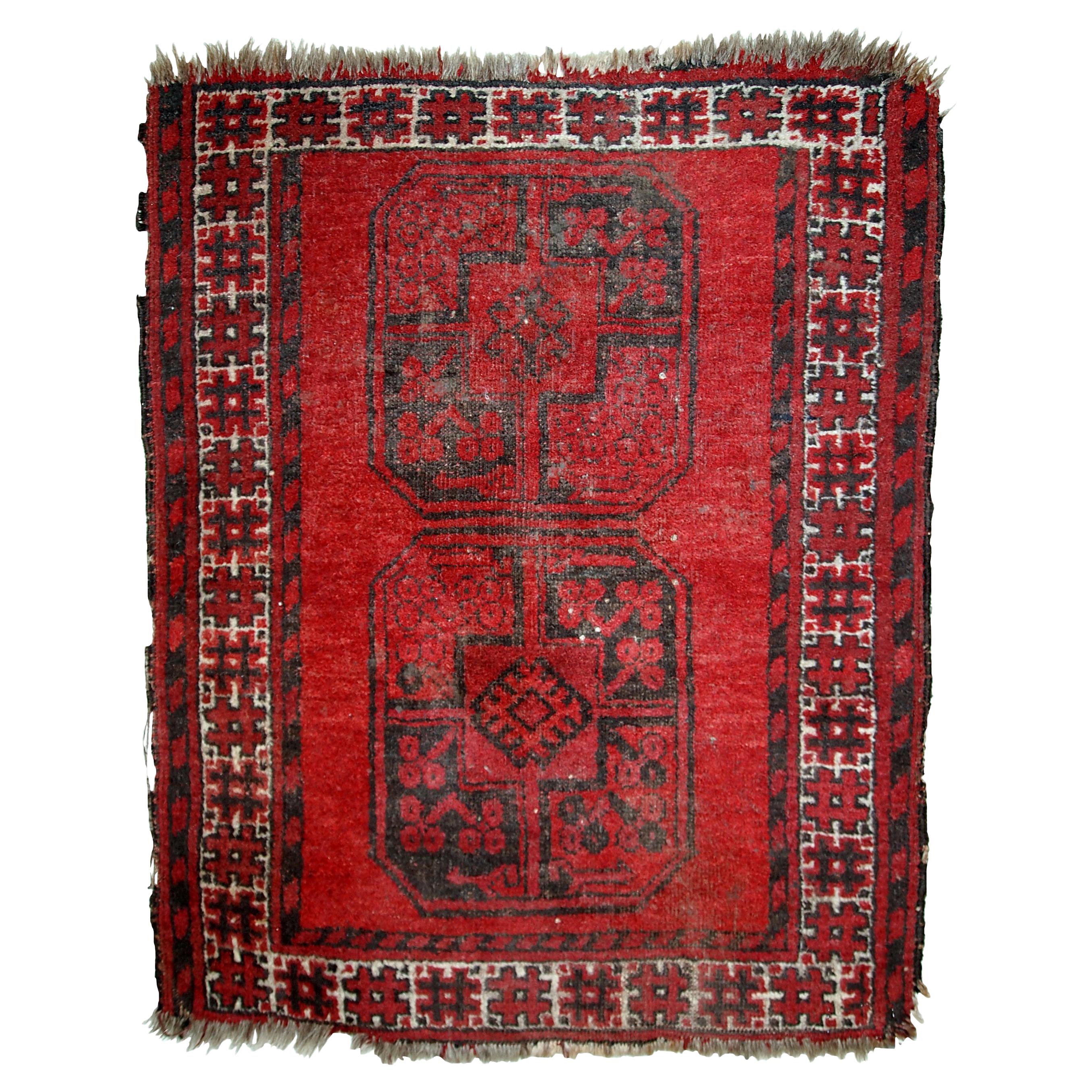 Handmade Antique Afghan Ersari Rug, 1900s, 1C620