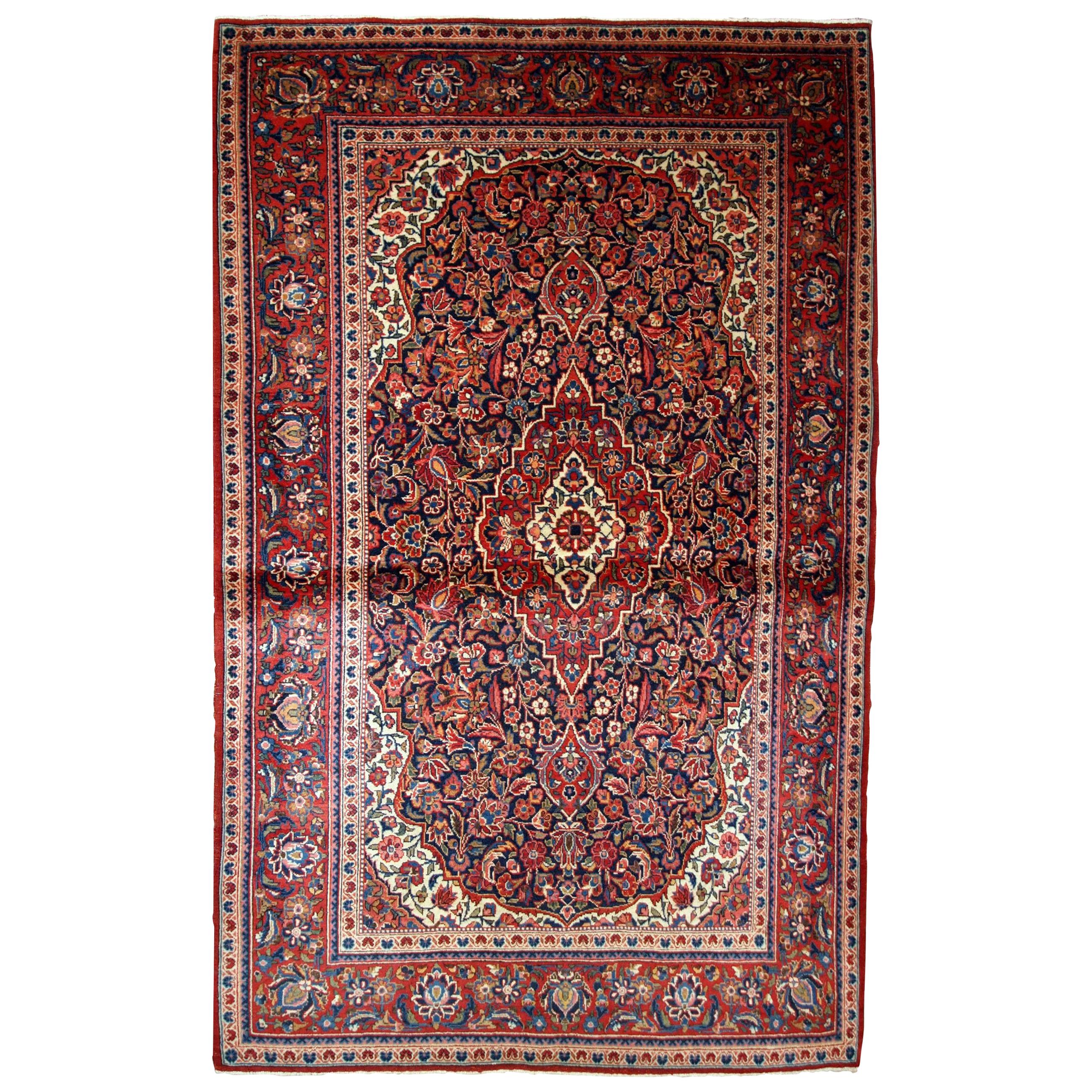 Handmade Antique Kashan Style Rug, 1910s, 1B734 For Sale