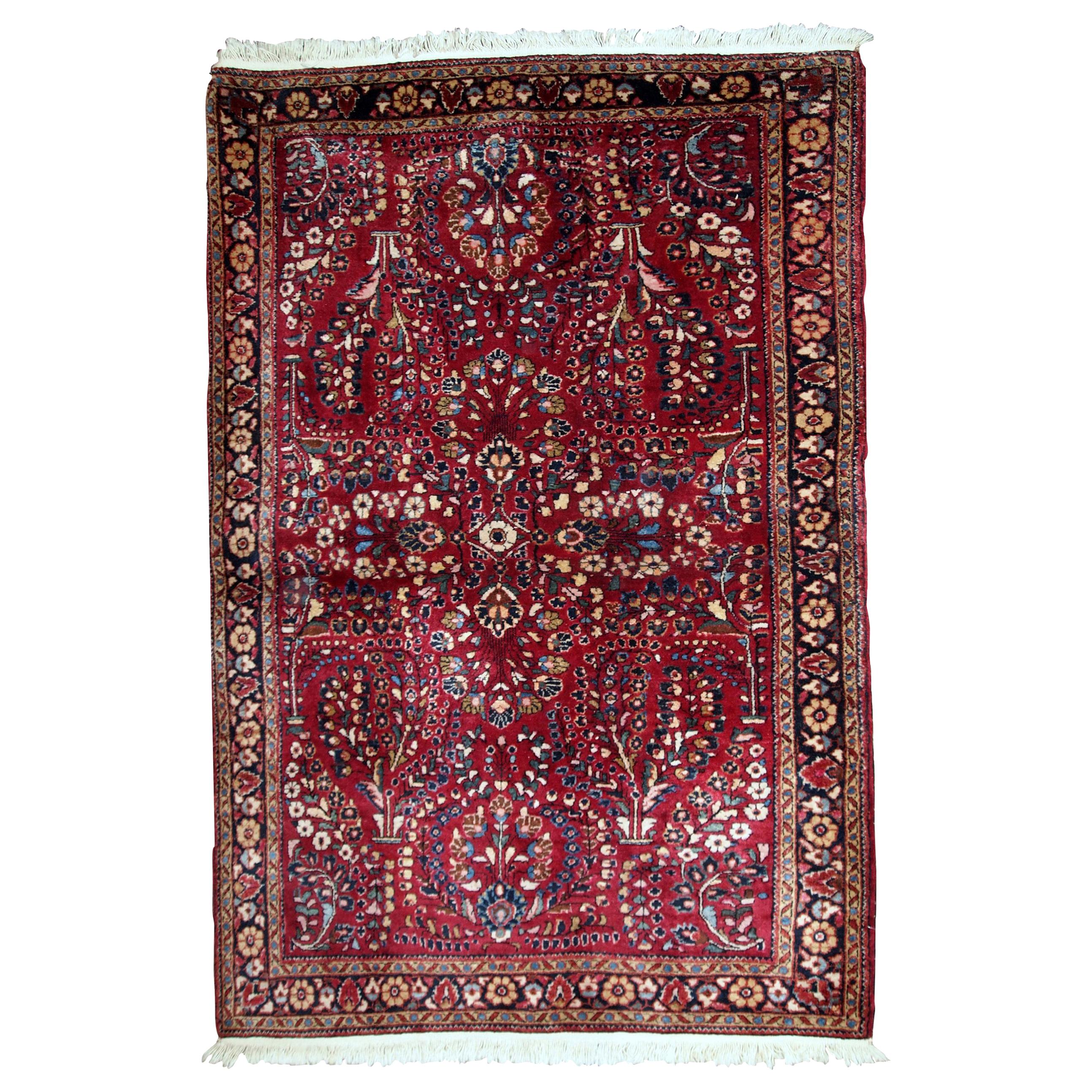Handgefertigter antiker Teppich im Sarouk-Stil, 1920er Jahre, 1B736 im Angebot