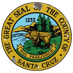 Used County of Santa Cruz Great Seal Porcelain Sign