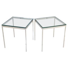 Pair of Nicos Zographos Solid Polished Steel End Tables