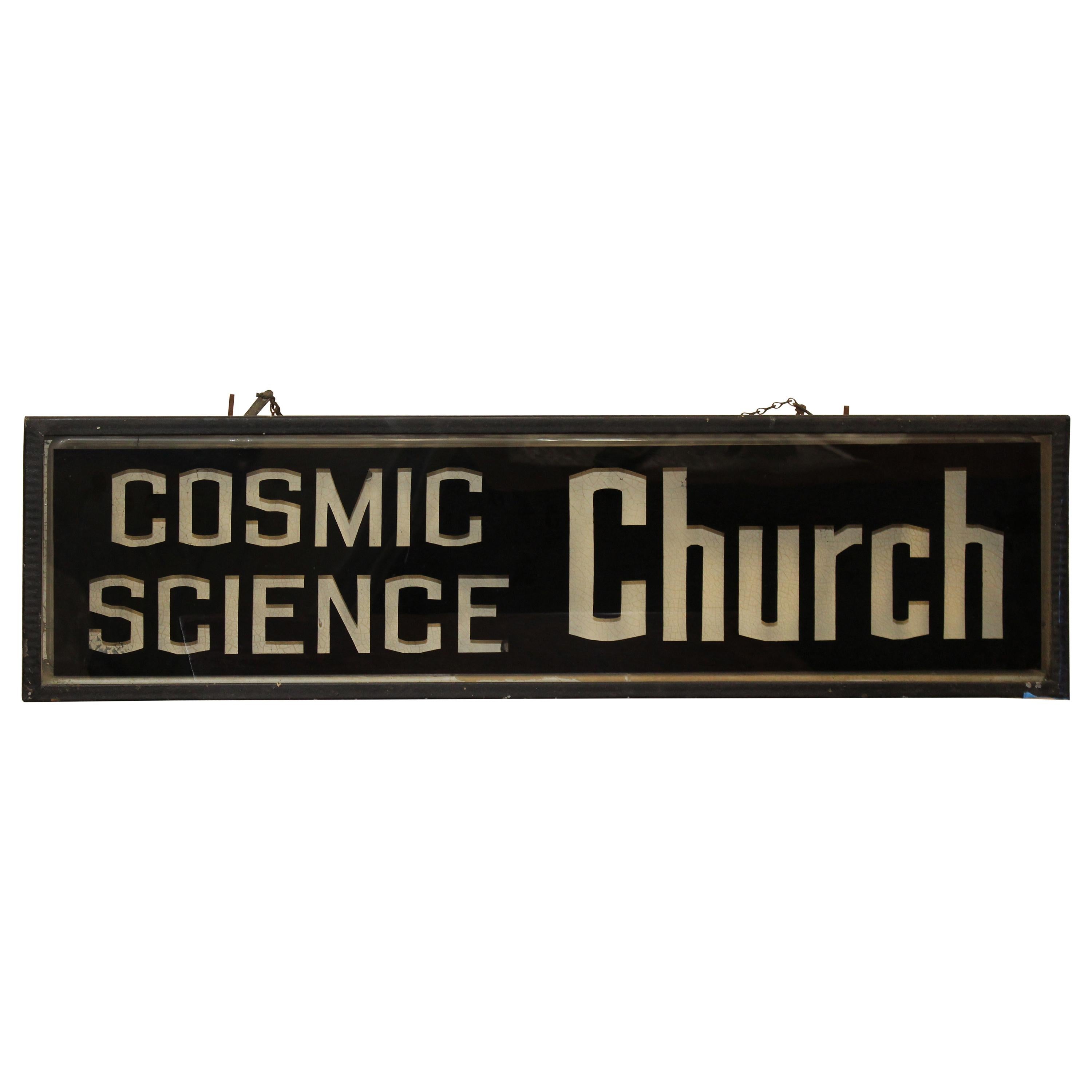Cosmic Science Church Advertising Light Up Sign For Sale
