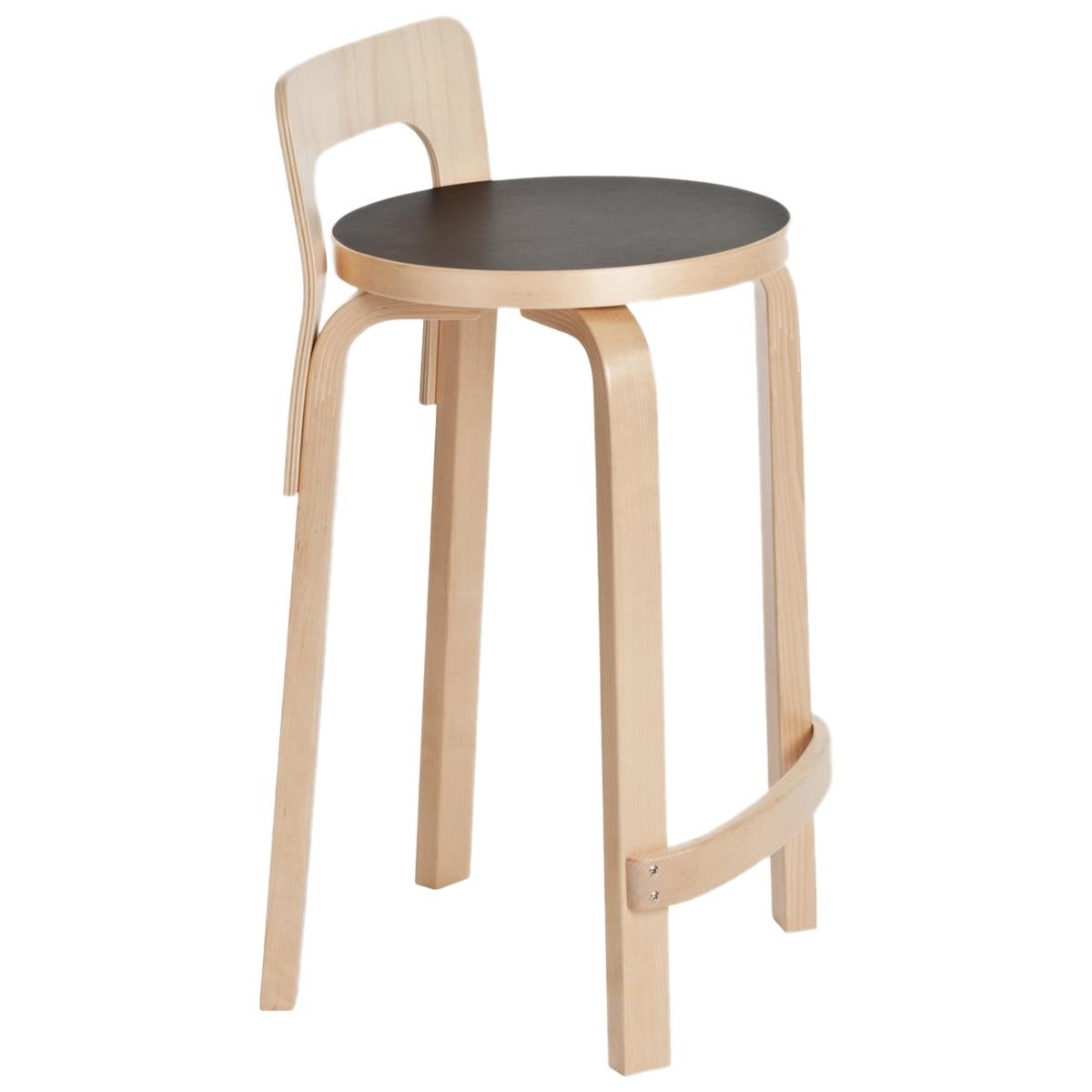 Authentic High Chair K65 in Birch with Linoleum Seat by Alvar Aalto and