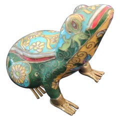 Vintage Small Cloisonne Hand Painted Frog