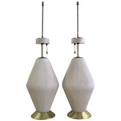 Fluted Porcelain Table Lamps by Gerald Thurston for Lightolier