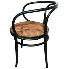 Vintage Midcentury Cane and Black Ebonized Bentwood Chair After Thonet 209