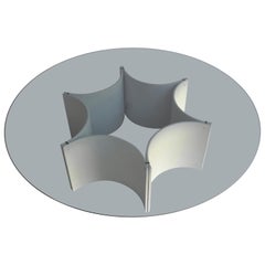 Sculptural Coffee Table with White Base and Dark Glass Top, 1960s