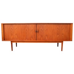 Vintage Danish Quality Peter Lovig Nielsen Teak Tambour Credenza/Sideboard Finished Back