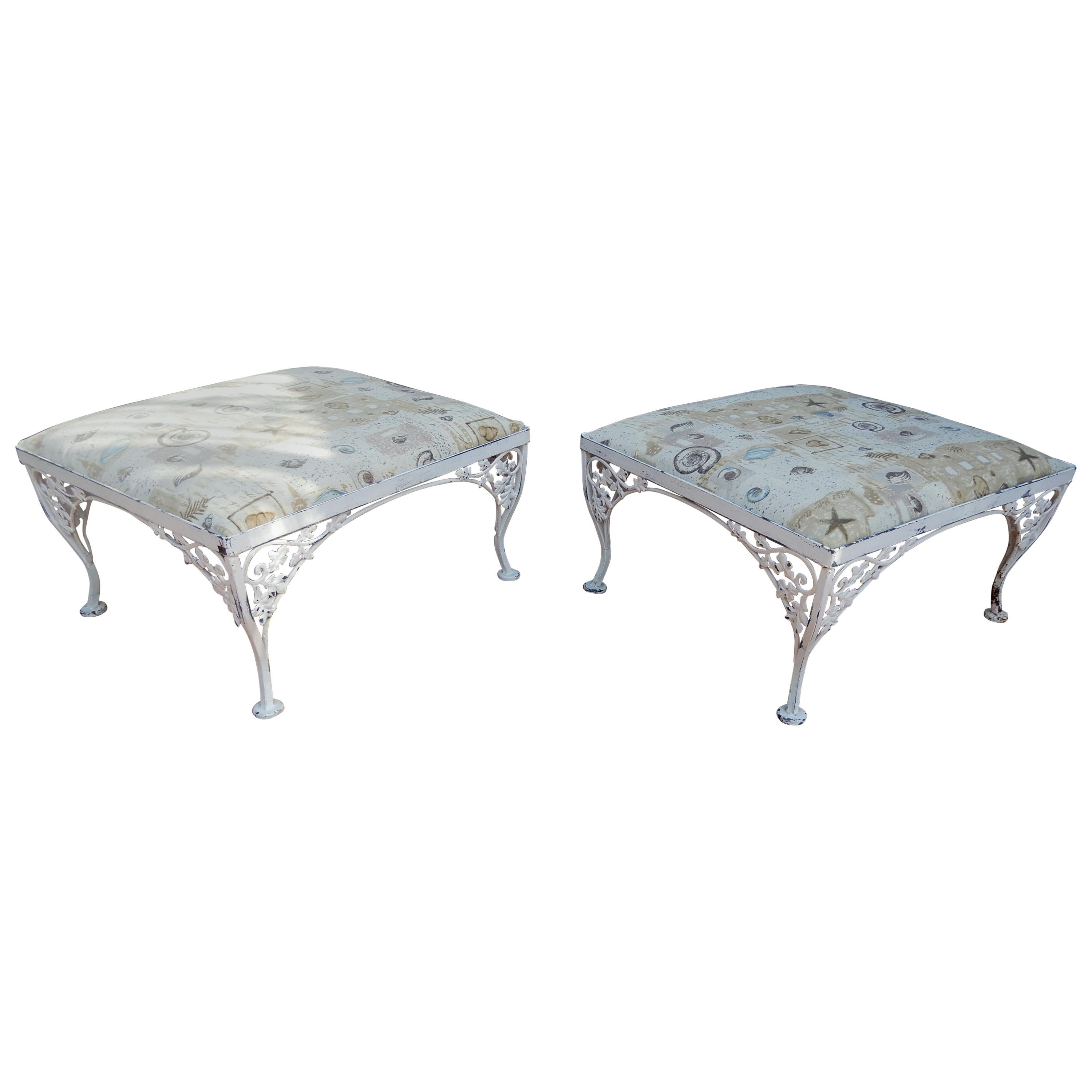 Footstools by Woodard, Wrought Iron For Sale