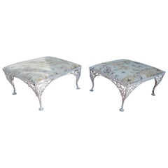 Vintage Footstools by Woodard, Wrought Iron