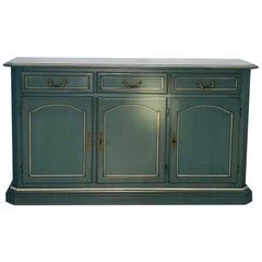 1960s Farmhouse Style Buffet or Sideboard in Azure Blue