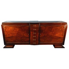 Art Deco Nussbaum  Sideboard aus Furnier und Messing, um 1930