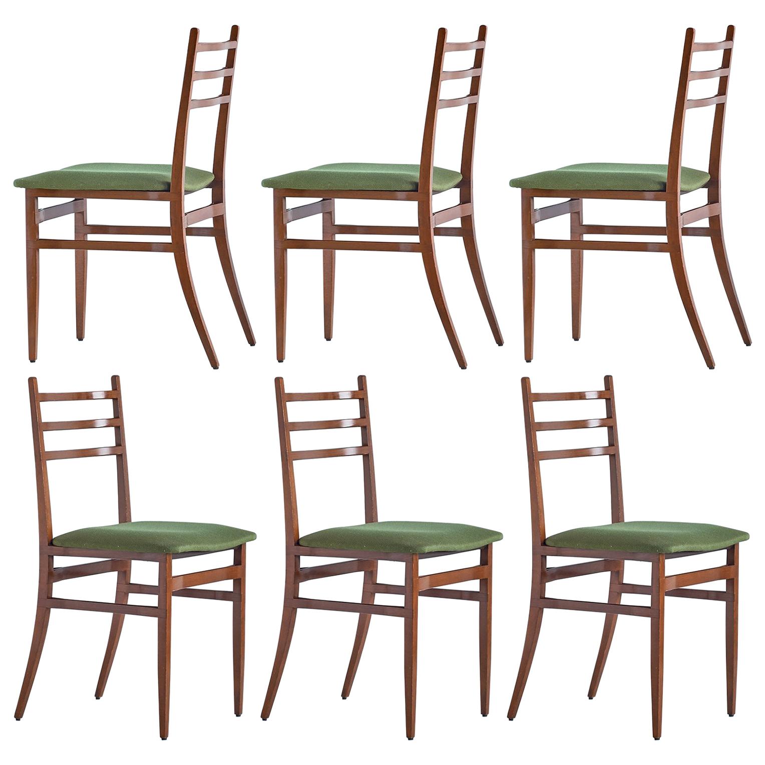 Set of Six Guglielmo Ulrich Trieste Dining Chairs for Saffa, Italy, 1961