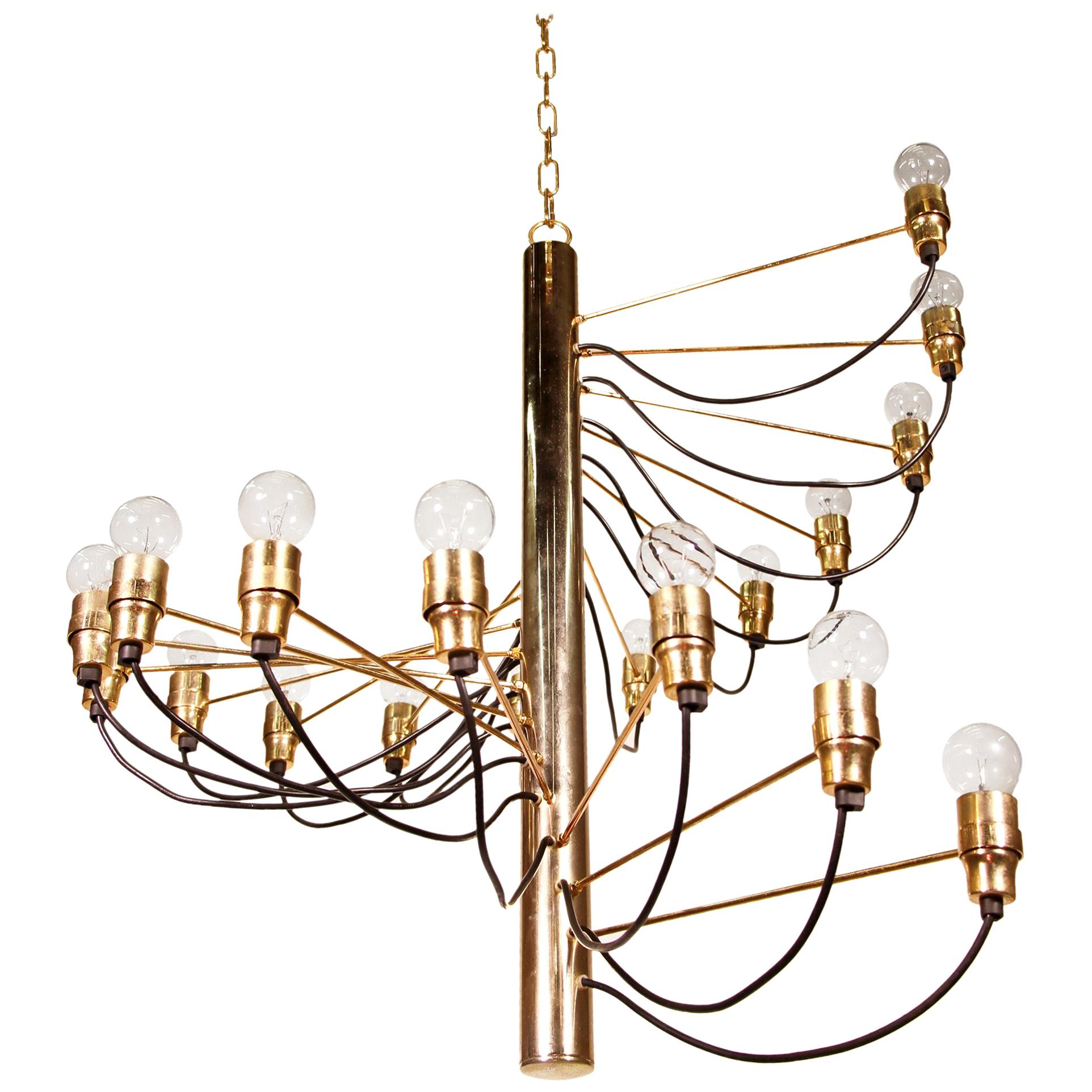 Spiral Brass Chandelier Designed in Italy by Gino Sarfatti, 1950s For Sale