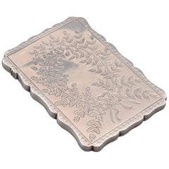 Porte-cartes en argent:: avec poinçons:: Robert Thornton:: Birmingham:: Angleterre:: 1877