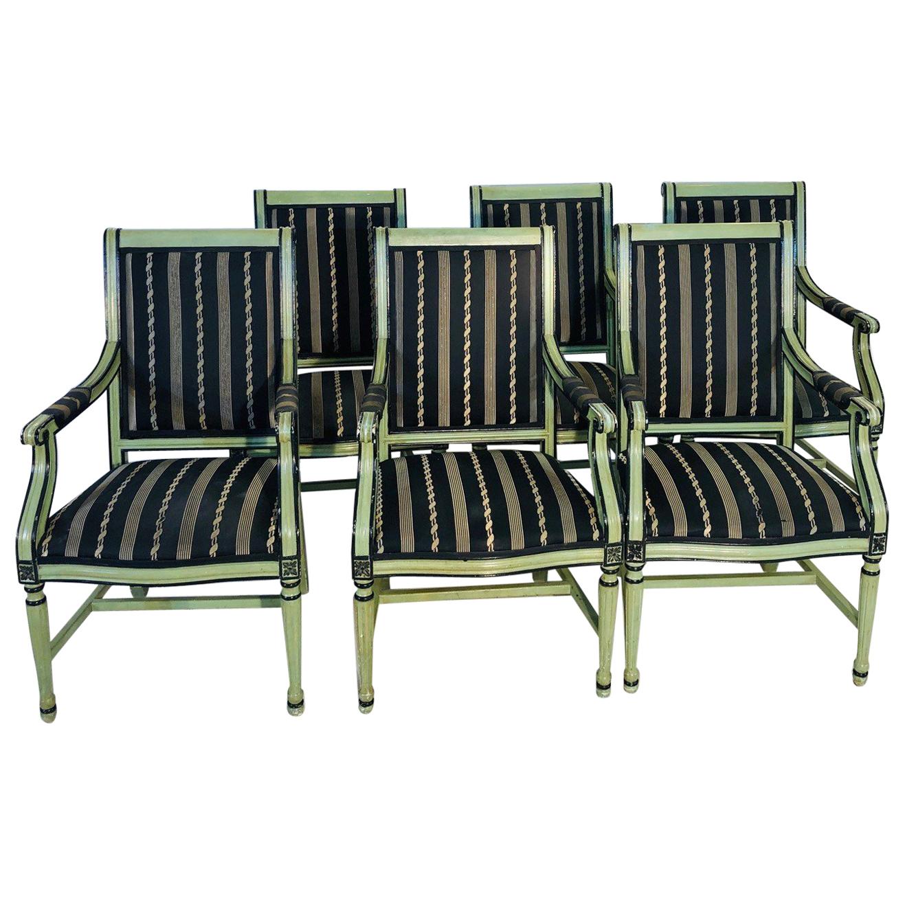 Set of Six Farmhouse Style Armchairs, 1960s For Sale