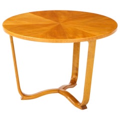 Swedish Modern Elmwood Circular Table by Bertil Fridhagen, circa 1940s