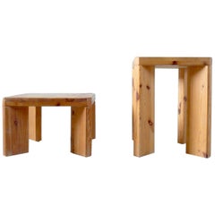 Roland Wilhelmsson, Unique Pair of Signed Stools, Studio of Artist 1965 and 1970