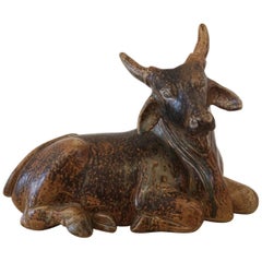 Vintage Taurus in Ceramic by Knud Kyhn, 1950