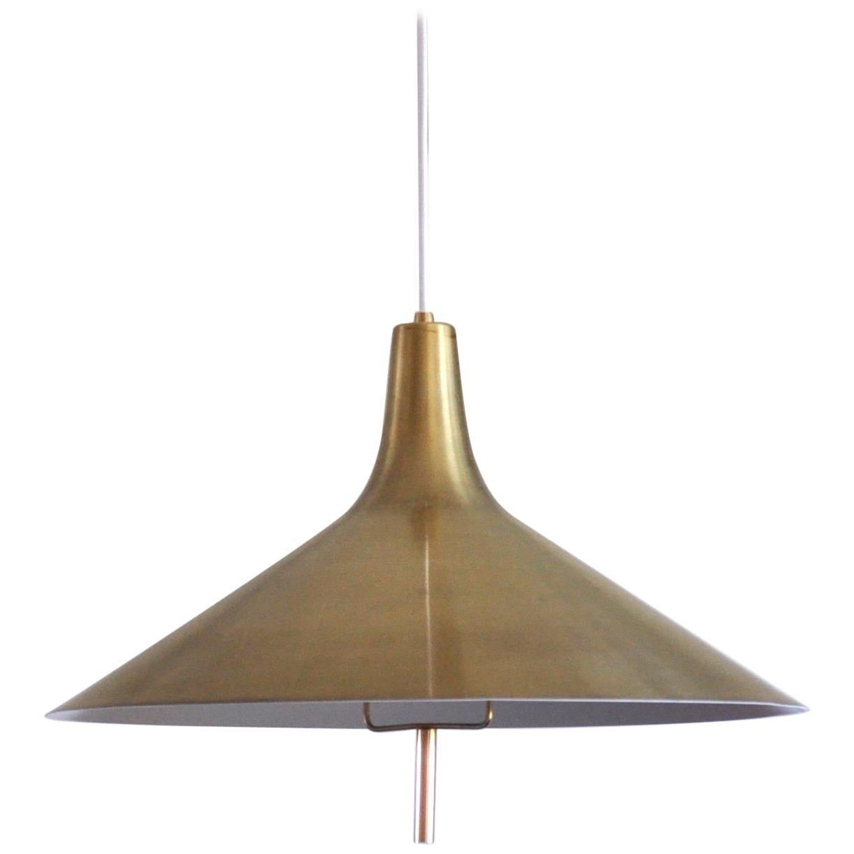 Danish Mid-century Modern Chandelier in Brass 1950s in the Style of Paavo Tynell For Sale
