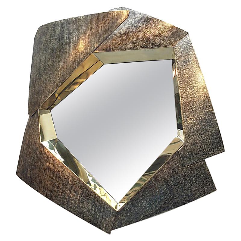 Impressive Large One of a Kind Brass Mirror, France For Sale