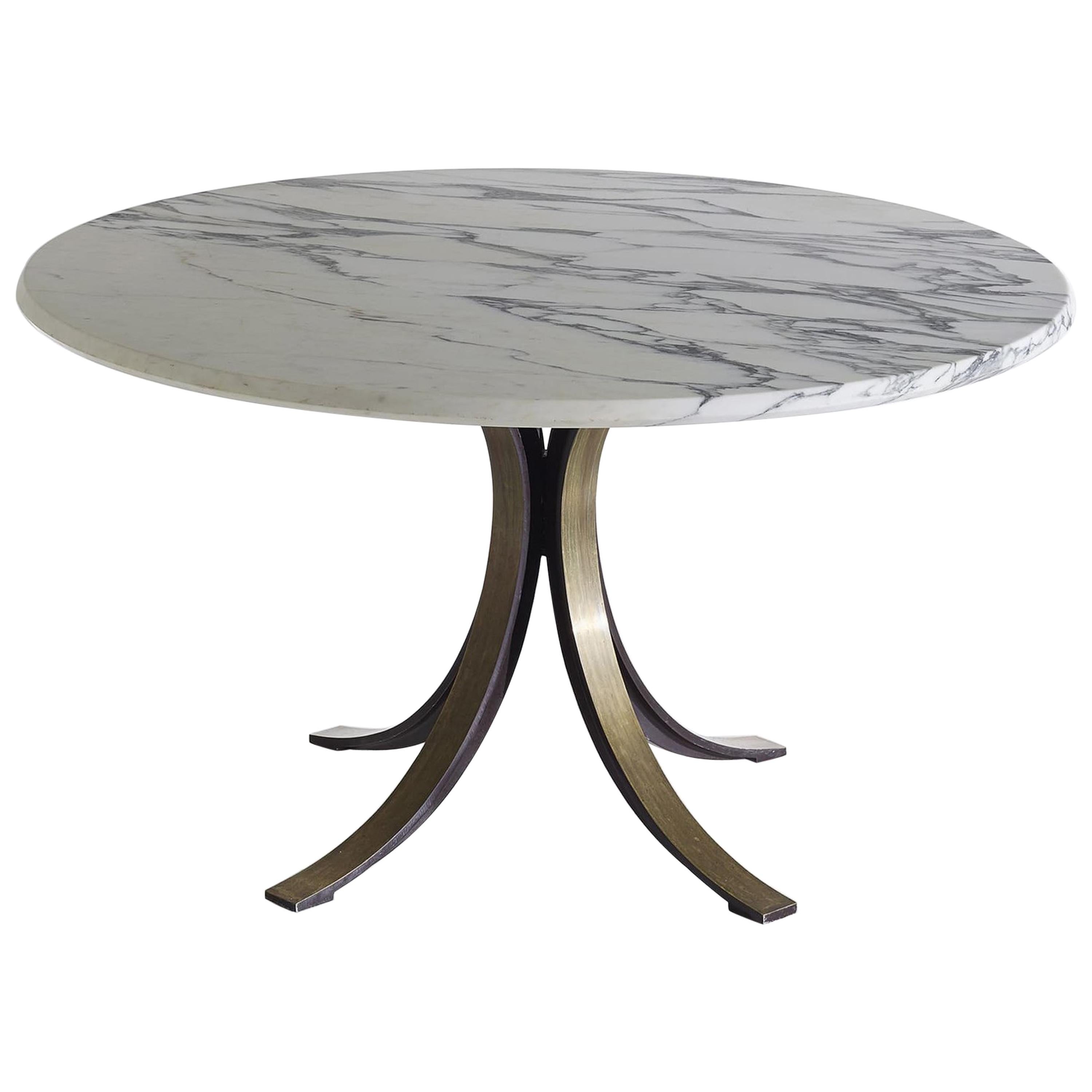 Italian Steel and Marble Model T69 Series Table designed by Osvaldo Borsani For Sale