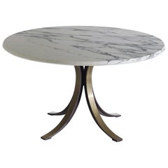 Italian Steel and Marble Model T69 Series Table designed by Osvaldo Borsani